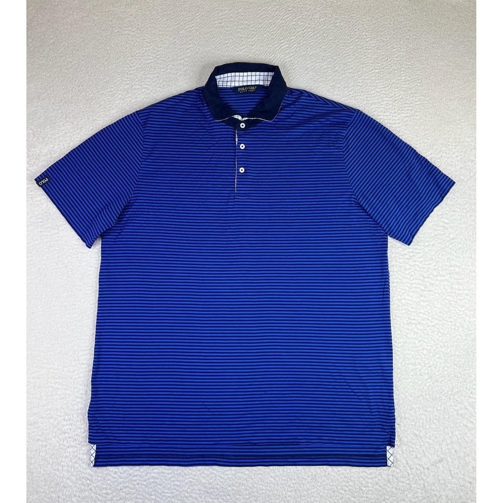 Polo Golf Ralph Lauren Polo Shirt Mens XL Blue Stripe Polo Cotton Jersey Knit